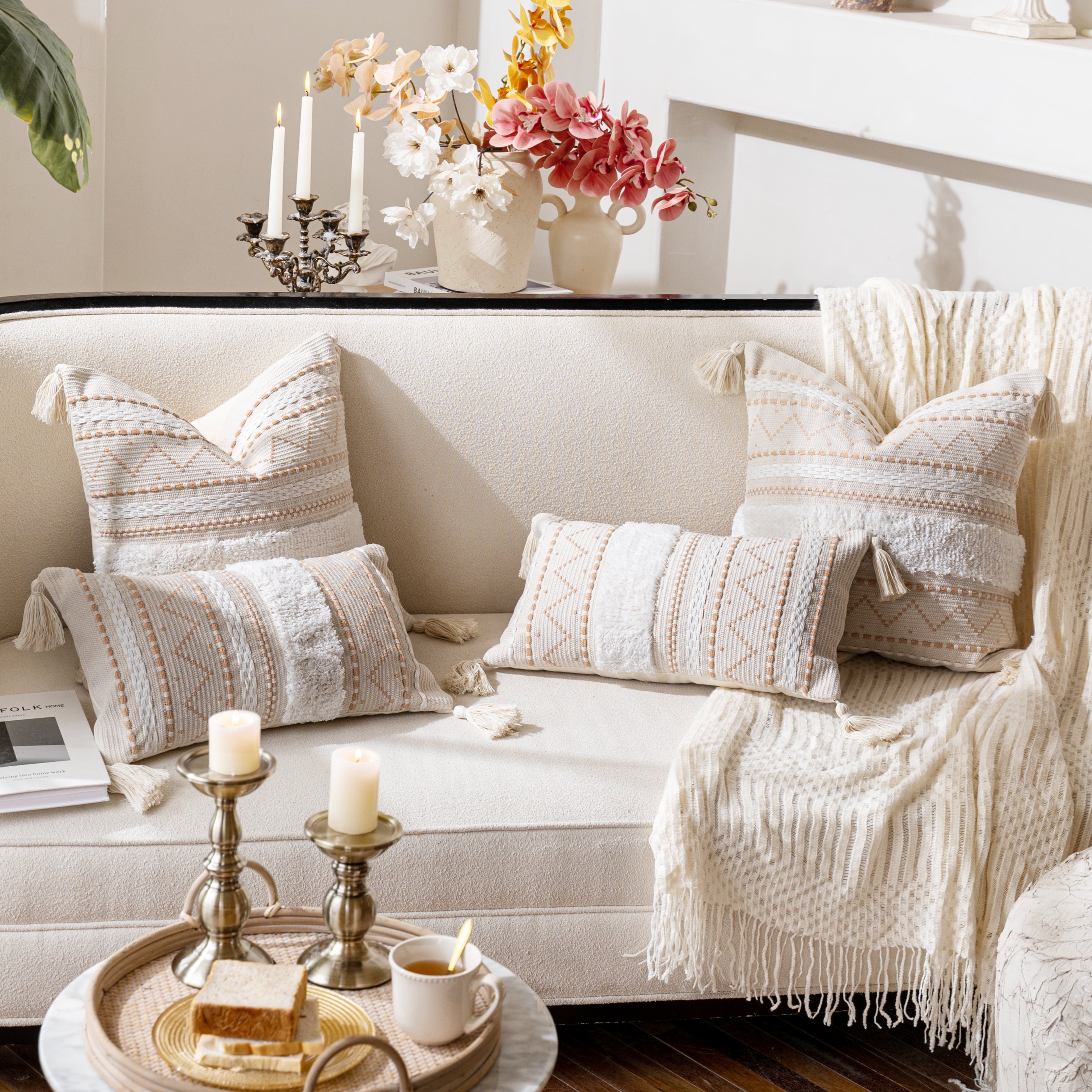 Cream and white throw pillows best sale