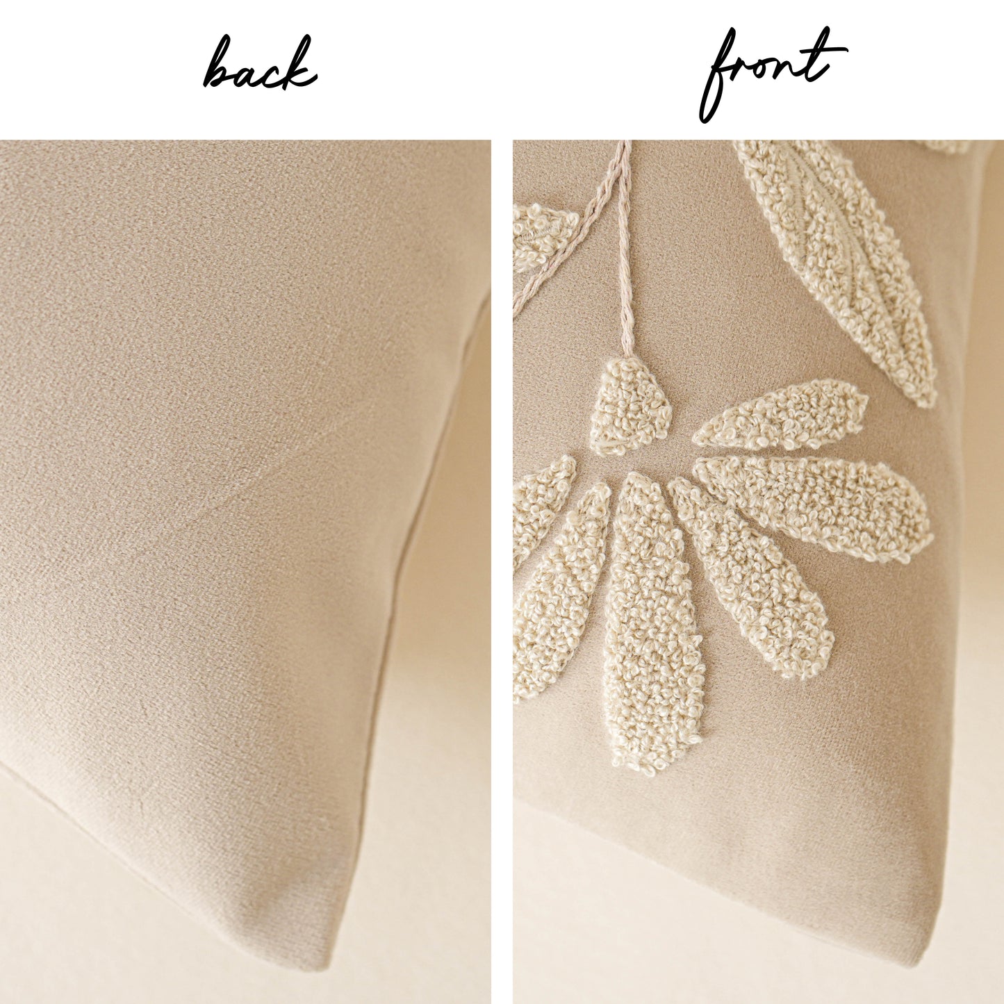 Velvet Soft Cream Flower Pattern Lumbar Throw Pillow Cover 14X36 inch