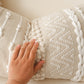 Handmade Cream Chevron Lumbar  Pillow Cover 14x36