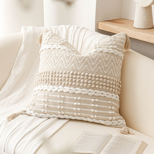 Handmade Cream Chevron Square Pillow Cover 20x20 22x22