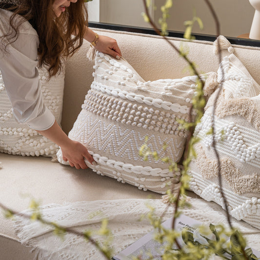 Handmade Cream Chevron Square Pillow Cover 20x20 22x22