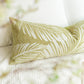 Chenille Soft Green Leaves Pattern Throw Lumbar Pillow Cover 14x36