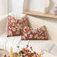 Velvet Soft Brick Red Flower Pattern Throw Pillow Cover