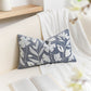 Velvet Soft Blue Flower Pattern Lumbar Throw Pillow Cover