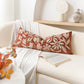Velvet Soft Brick Red Flower Pattern Lumbar Throw Pillow Cover 14X36 inch