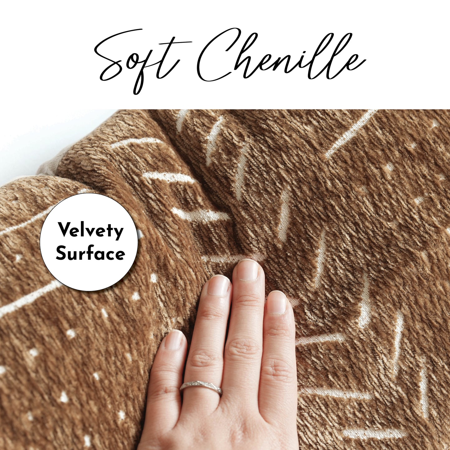 Chenille Soft Brown Pattern Throw Pillow Cover