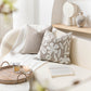 Velvet Soft Taupe Flower Pattern Throw Pillow Cover