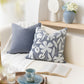 Velvet Soft Blue Flower Pattern Throw Pillow Cover