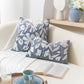 Velvet Soft Blue Flower Pattern Lumbar Throw Pillow Cover