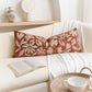 Velvet Soft Brick Red Flower Pattern Lumbar Throw Pillow Cover 14X36 inch