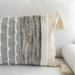 Handmade Gray Boho Woven Lumbar Pillow Cover 14X36