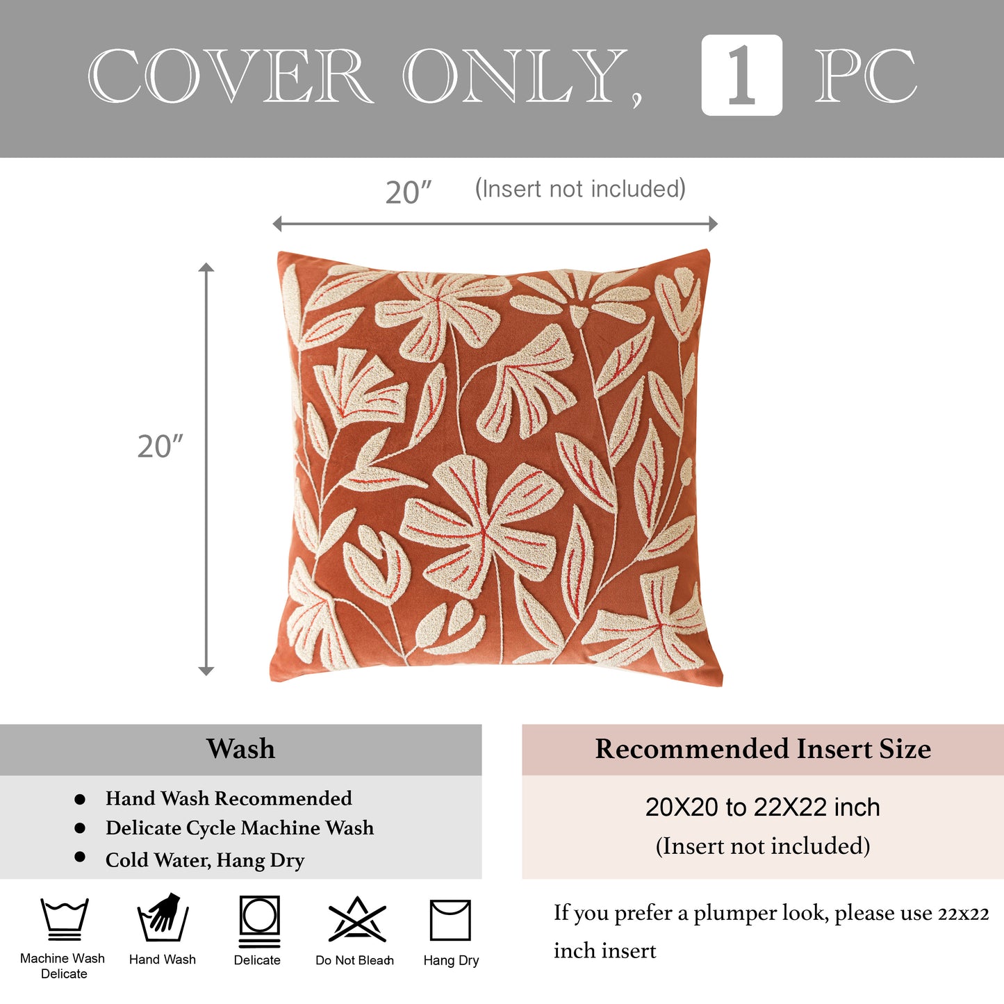 Velvet Soft Brick Red Flower Pattern Throw Pillow Cover