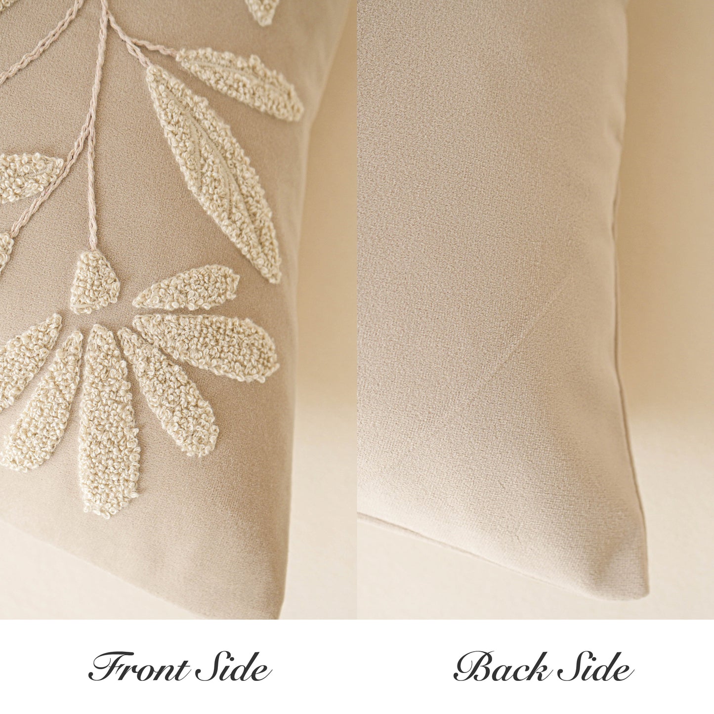 Velvet Soft Cream Flower Pattern Lumbar Throw Pillow Cover 14X36 inch