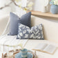 Velvet Soft Blue Flower Pattern Lumbar Throw Pillow Cover