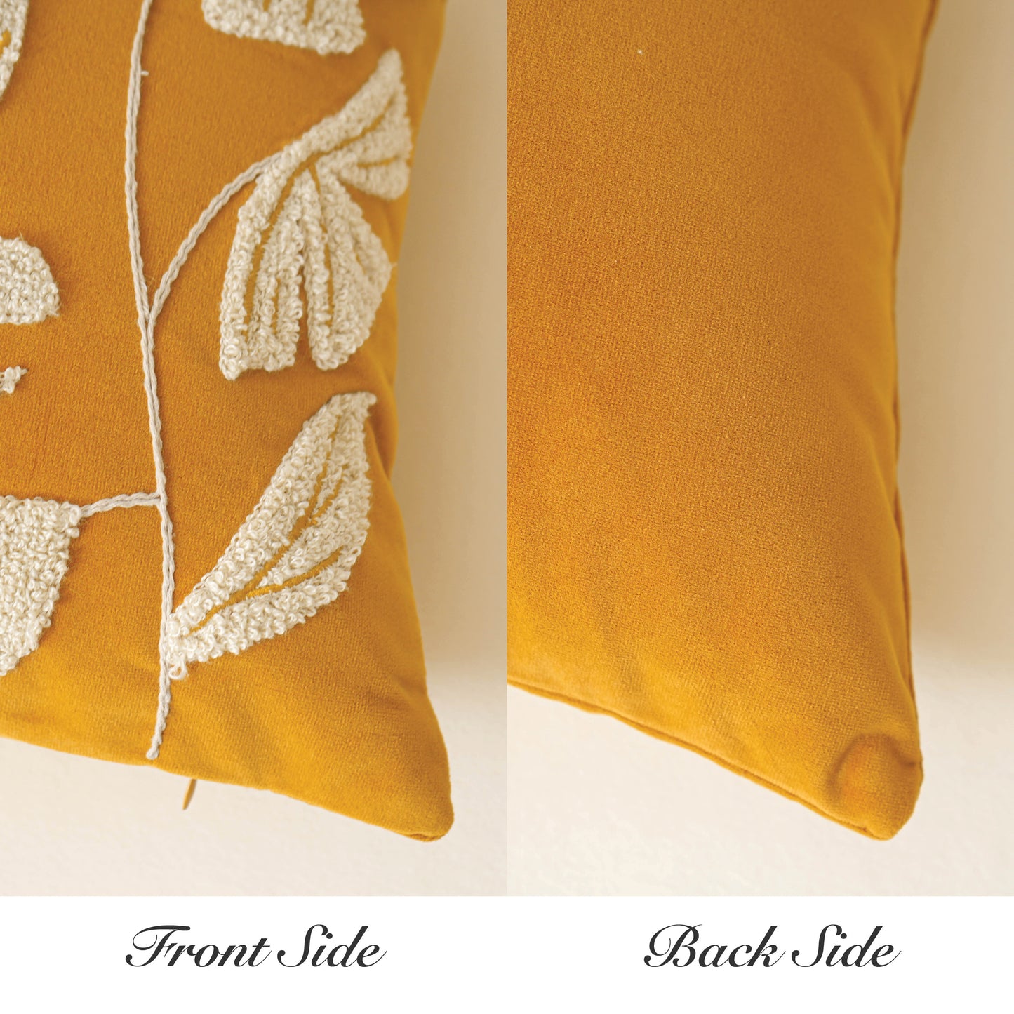 Velvet Soft Yellow Mustard Flower Pattern Lumbar Throw Pillow Cover 14X36 inch