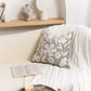 Velvet Soft Taupe Flower Pattern Throw Pillow Cover