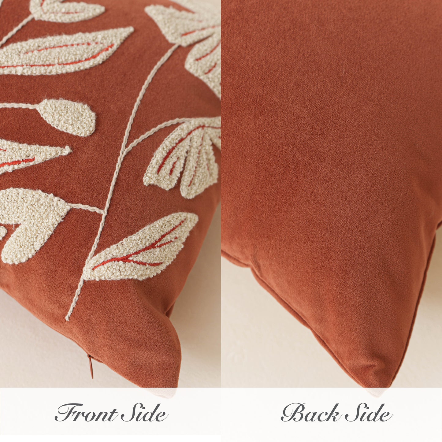 Velvet Soft Brick Red Flower Pattern Lumbar Throw Pillow Cover 14X36 inch