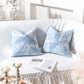 Chenille Soft Coastal Blue Leaves Pattern Throw Pillow Cover