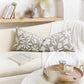 Velvet Soft Taupe Flower Pattern Lumbar Throw Pillow Cover 14X36 inch