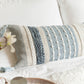 Handmade Coastal Blue Boho Woven Lumbar Pillow Cover 14x36