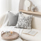 Velvet Soft Gray Flower Pattern Throw Pillow Cover