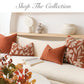 Velvet Soft Brick Red Flower Pattern Lumbar Throw Pillow Cover