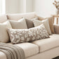 Velvet Soft Taupe Flower Pattern Lumbar Throw Pillow Cover 14X36 inch