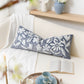 Velvet Soft Blue Flower Pattern Lumbar Throw Pillow Cover 14X36 inch