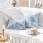 Chenille Soft Coastal Blue Leaves Pattern Throw Pillow Cover