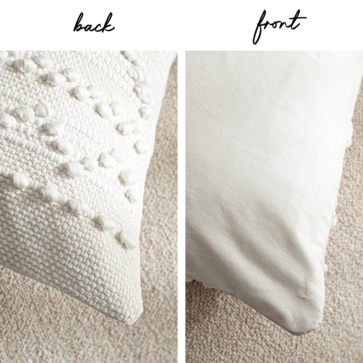 Handmade Off White Woven Square Pillow Cover 20x20 22x22