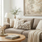 Velvet Soft Taupe Flower Pattern Lumbar Throw Pillow Cover