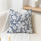 Velvet Soft Blue Flower Pattern Throw Pillow Cover