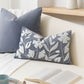 Velvet Soft Blue Flower Pattern Lumbar Throw Pillow Cover