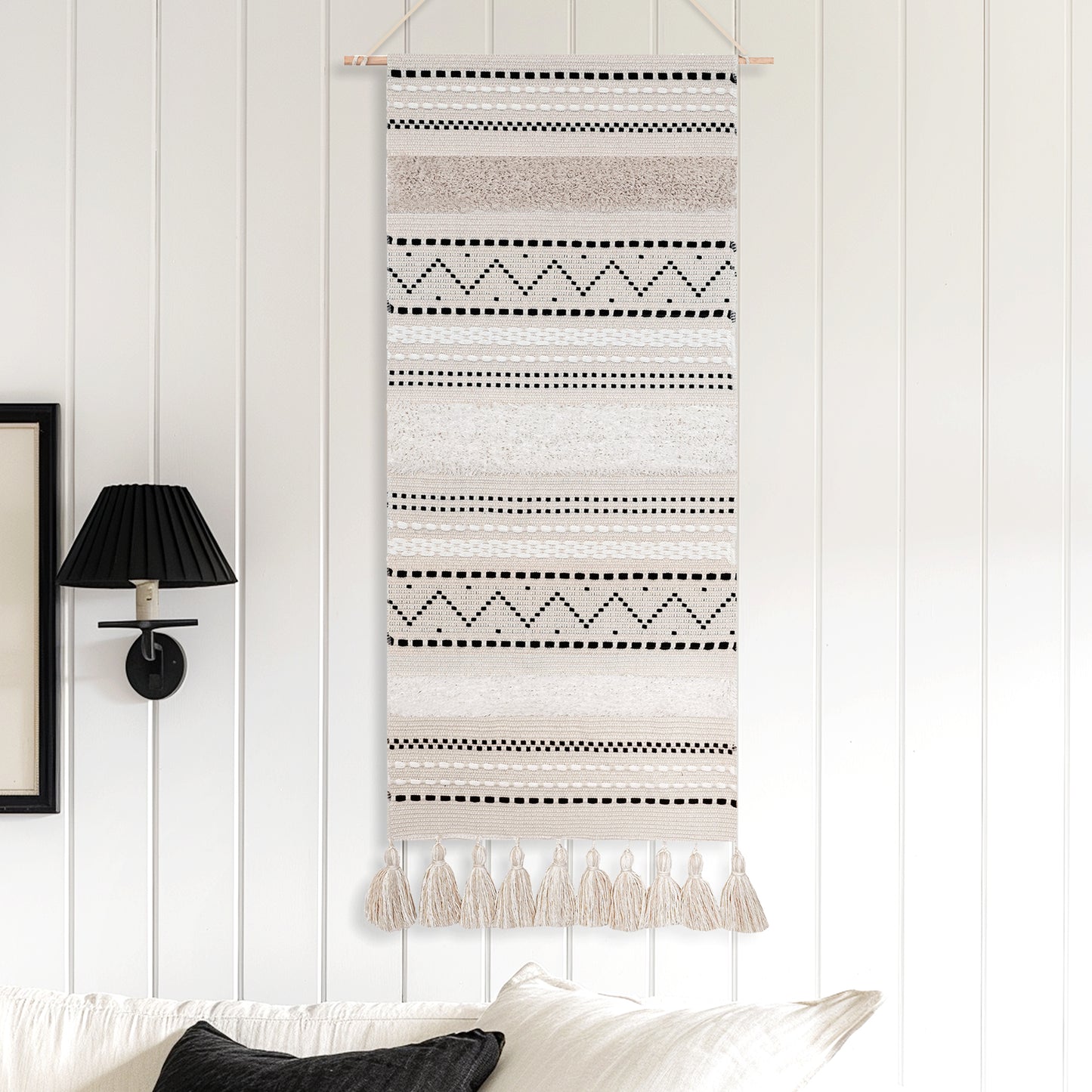 Serene Boho Woven Long Wall Hanging - Black